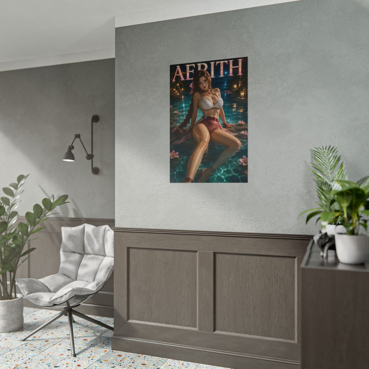 Aerith Gainsborough Wall Art Poster Fantasy Bedroom Decor Character Print