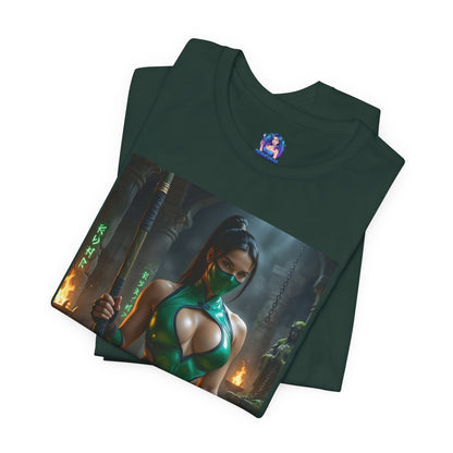 Jadefarbenes Mortal Kombat T-Shirt | Kampfspiel-Shirt für Gamer und Anime-Fans