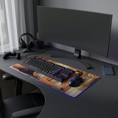 Килимок для столу Yuna – світлодіодний RGB-підсвітлювальний килимок, ігровий комплект із зображенням дівчини з аніме Waifu