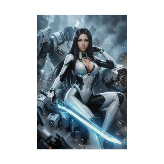 EVE Stellar Blade Poster Print, Sci Fi Girl Wall Art, Action Game Character Decor, Gaming Setup Art, Gamer Gift