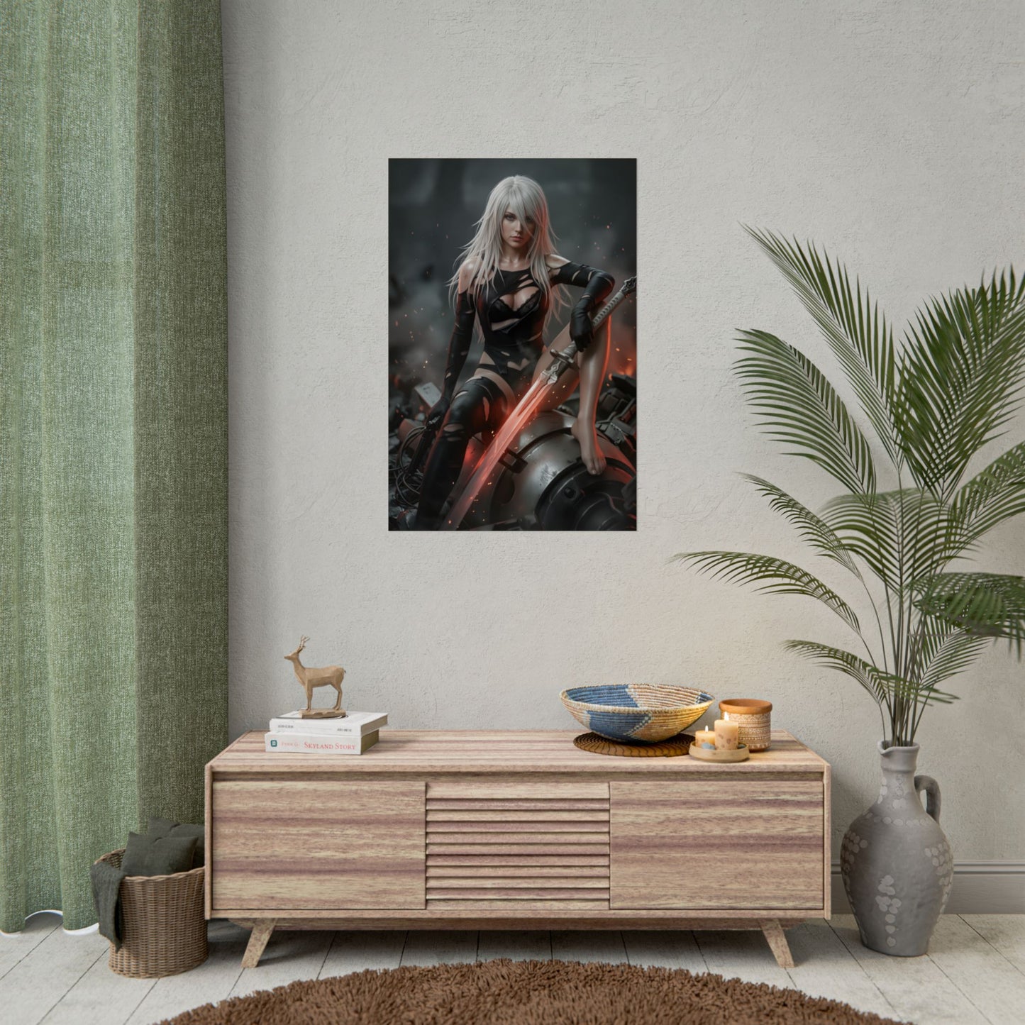 A2 Nier Automata Art Print, Sci Fi Warrior Poster, Android Girl Wall Decor, Gaming Room Wall Art, Gamer Gift