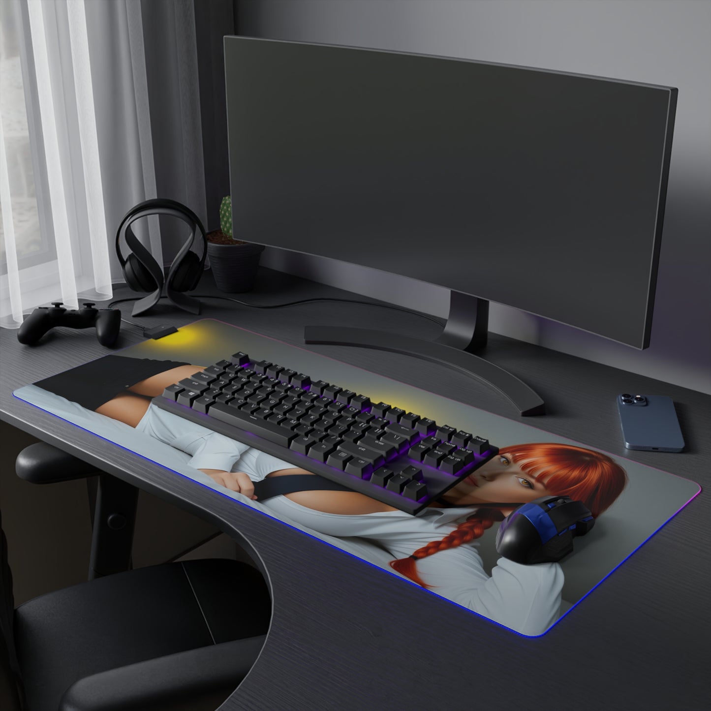 Килимок для столу Makima – світлодіодний RGB-підсвітлювальний килимок, ігровий комплект для дівчат з аніме Waifu