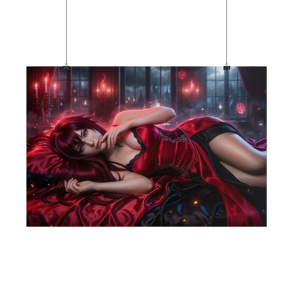 Rias Gremory Poster, Anime Wall Art, Fantasy Anime Print Decor