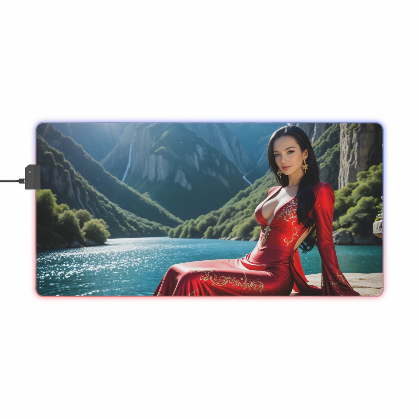 Килимок для столу Boa Hancock – світлодіодний RGB-підкладка, ігровий комплект із зображенням аніме-дівчини Royal Waifu