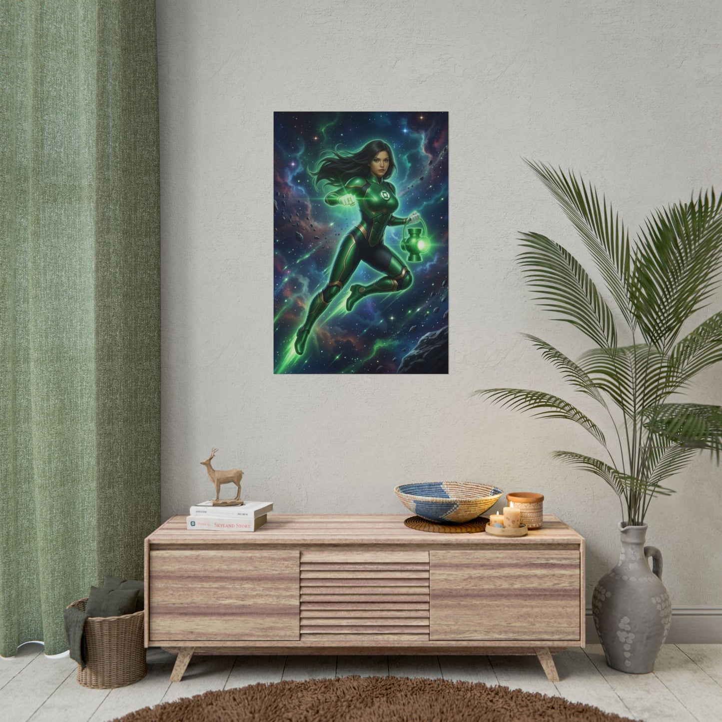 Jessica Cruz Poster, DC Comics Art Print – Superhero Wall Art on wall above console in gamer room decor