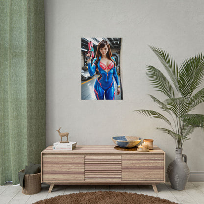 D.Va Anime Poster, Mecha Pilot Waifu Art Print, Gamer Room Wall Decoration