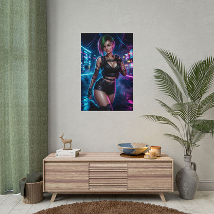 Judy Alvarez Cyberpunk 2077 Poster Futuristic Woman Wall Art Tech Girl Print Neon Character Gaming Room Decor Gift