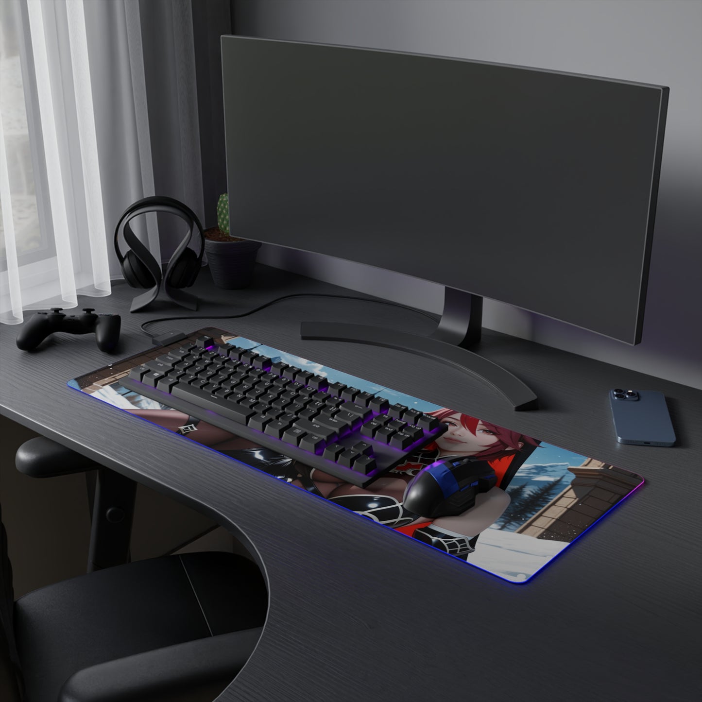 Килимок для столу Rosaria – світлодіодний RGB-підсвітлювальний килимок, ігровий комплект для дівчат з аніме Waifu