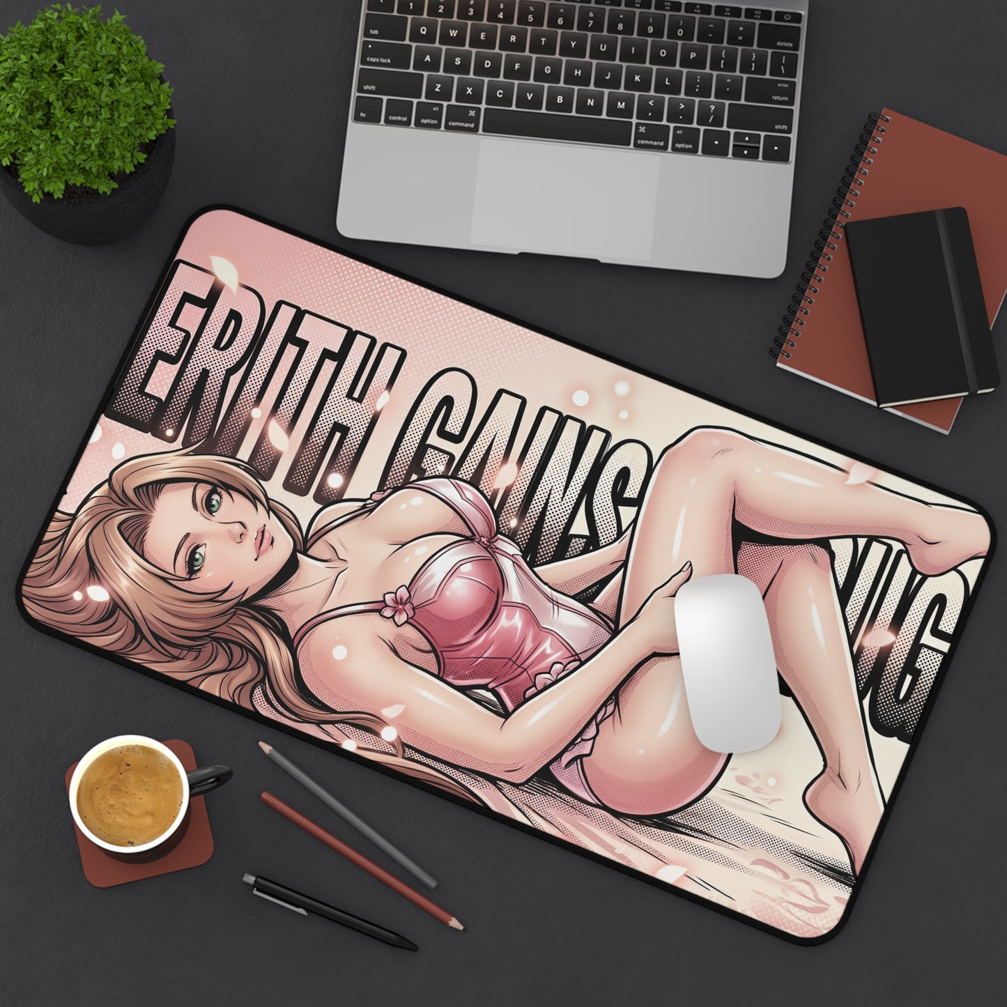 Aerith Gainsborough Mouse Pad – RPG Game Gaming Mouse Pad, Stylish Gamer Desk Decor featuring anime-style Aerith artwork on a large smooth gaming mouse pad