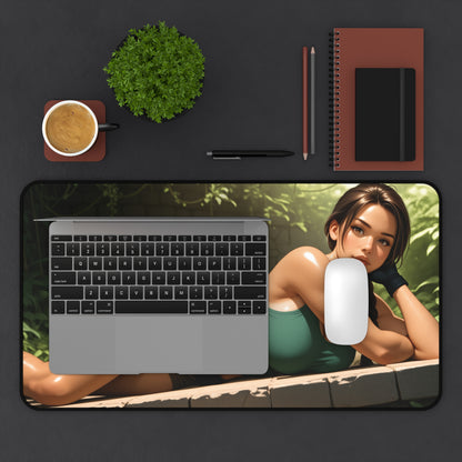 Lara Croft Schreibtischunterlage, Mauspad für Abenteuerspielheldin, Gaming-Schreibtischunterlage