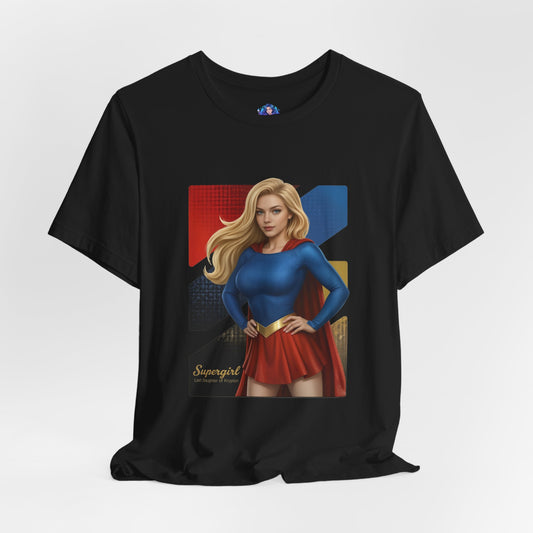 Supergirl T-Shirt | DC Comics Anime Tee for Gamers & Hero Fans - anime-style Supergirl on Bella Canvas black tee