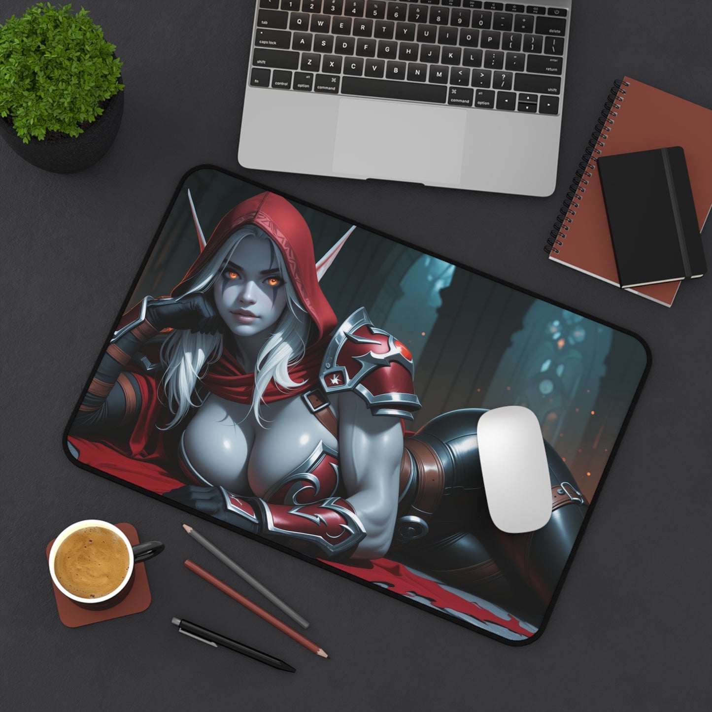 Килимок для столу Sylvanas Windrunner, килимок для миші з фентезійною ельфійкою-героїнею, налаштування темного ігрового столу