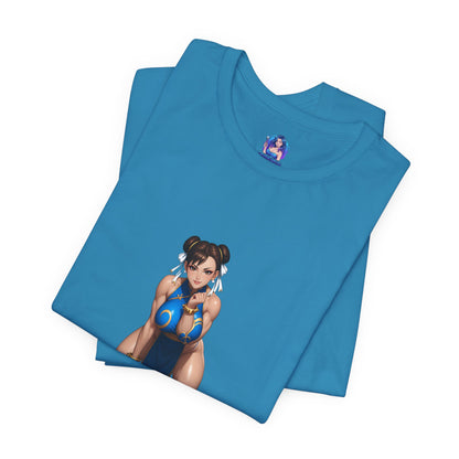Chun-Li T-Shirt | Street Fighter Grafik-T-Shirt für Gamer &amp; Anime-Fans | Kämpfer-Waifu-Shirt