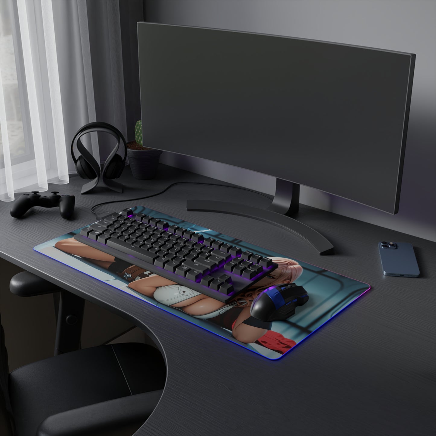 Килимок для столу Lightning – світлодіодний RGB-підкладка, ігровий комплект для дівчат з аніме Waifu