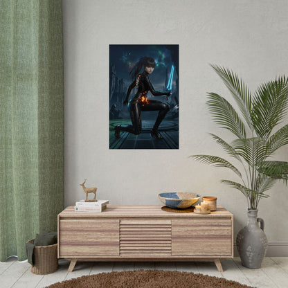 Copy of EVE Poster, Stellar Blade Art Print, Legendary Android Warrior - sci‑fi wall art of calm, combat-ready android in futuristic gaming room décor