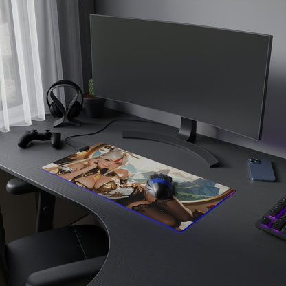 Ningguang Desk Mat – LED RGB Pad, Waifu Anime Girl Gaming Setup
