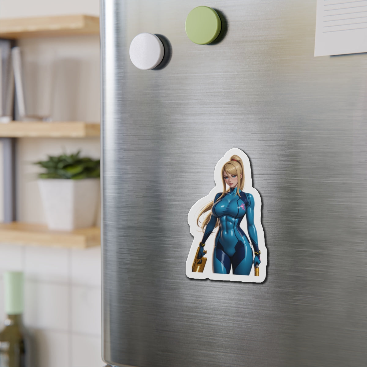 Samus Aran Magnet – Anime-Weltraumjäger-Kühlschrankmagnet, Dekoration fürs Gaming-Zimmer