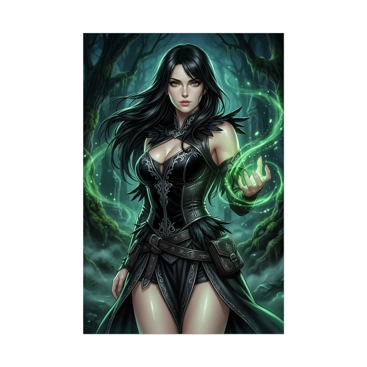 Morrigan Dragon Age Poster Fantasy Witch Woman Wall Art Dark Magic Character Print RPG Gaming Room Decor Gift