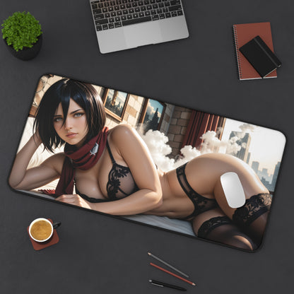 Mikasa Ackerman Gaming Mouse Pad, Attack on Titan Desk Mat, Anime Warrior Setup