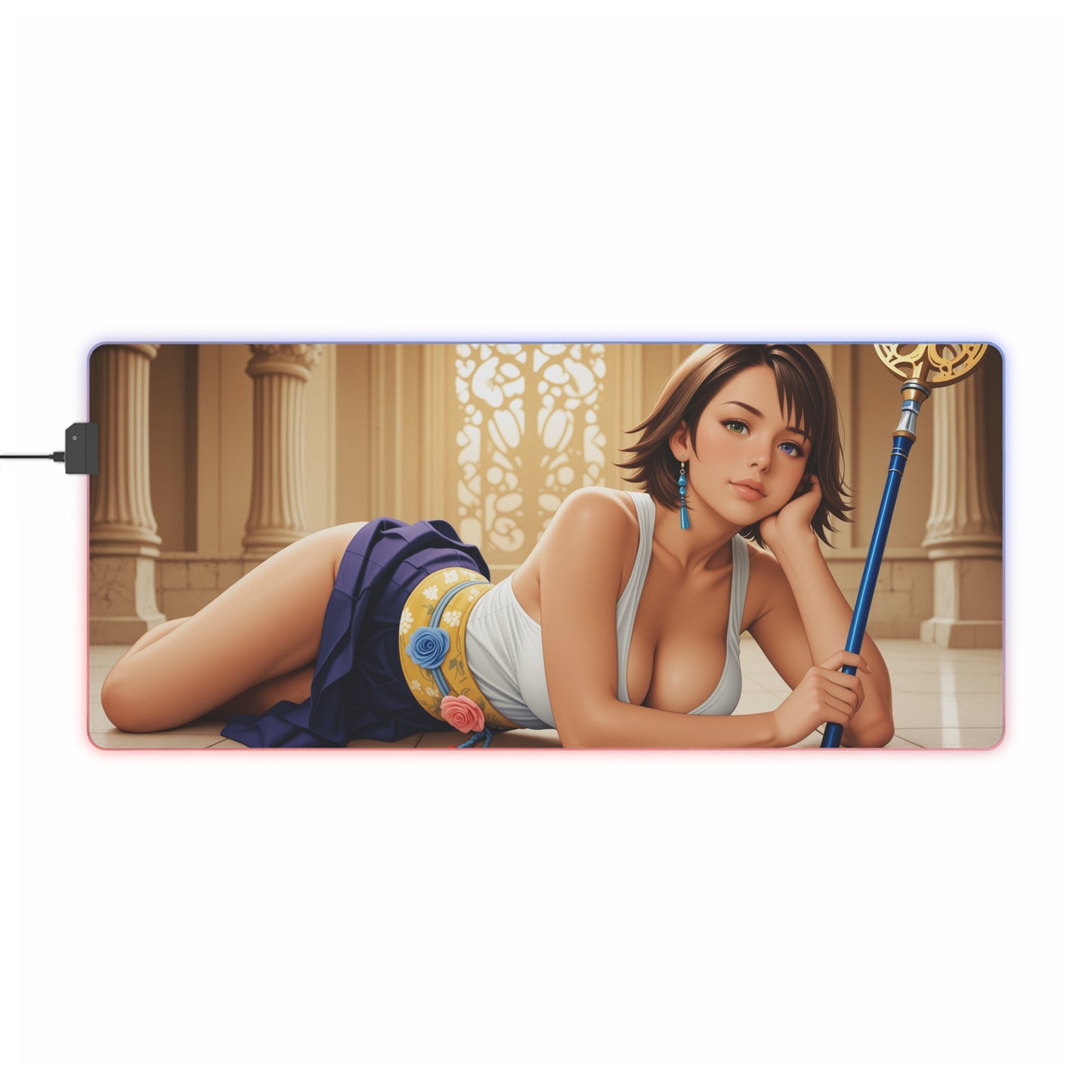 Килимок для столу Yuna – світлодіодний RGB-підсвітлювальний килимок, ігровий комплект із зображенням дівчини з аніме Waifu