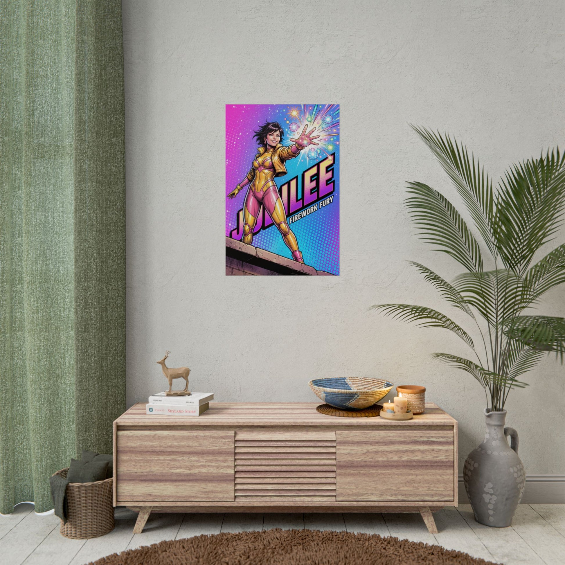 Jubilee Poster / Jubilee Wall Art / Jubilee Art Print / X-Men Poster vibrant Jubilee on wall art bursting colorful cosmic energy