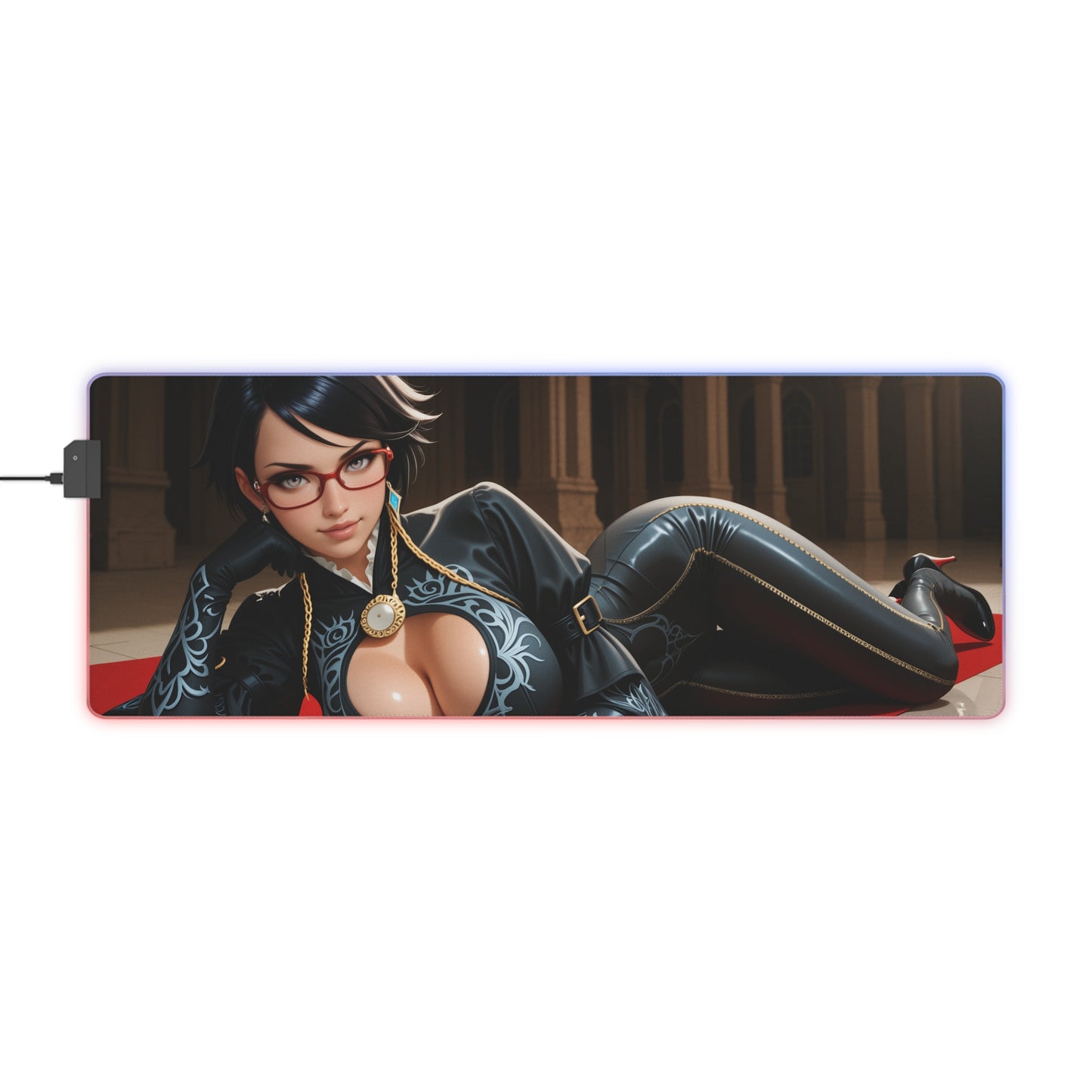 Килимок для столу Bayonetta – світлодіодний RGB-підкладка, ігровий комплект із зображенням дівчини з аніме Witch Waifu