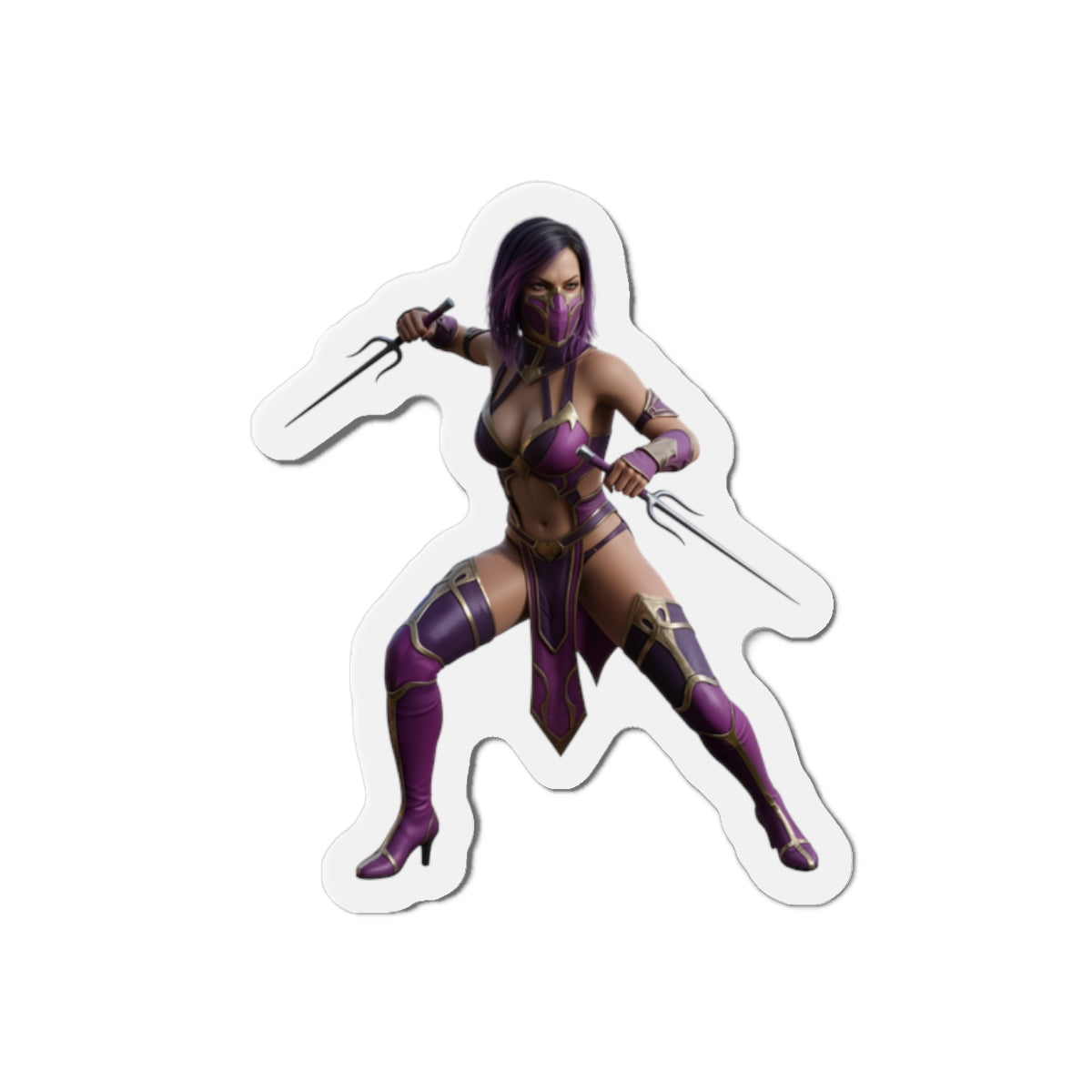 Mileena Magnet – Mortal Kombat Villain Fridge Magnet, Anime Style Decor premium die-cut vinyl magnet showing Mileena in purple anime-style pose