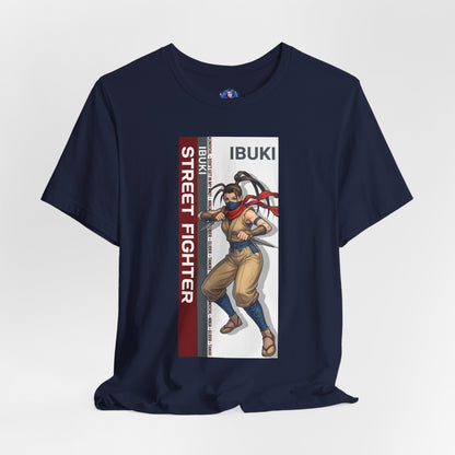 Ibuki T-Shirt | Street Fighter Anime Tee for Gamers & Fighting Game Fans - navy Bella Canvas tee with dynamic Ibuki ninja illustration