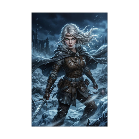 Ciri Witcher Poster Fantasy Girl Wall Art RPG Character Print White Hair Woman Gaming Room Decor Gift