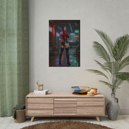 Faye Valentine Poster, Cowboy Bebop Art Print – Anime Collector Wall Art hung in modern gamer room over console