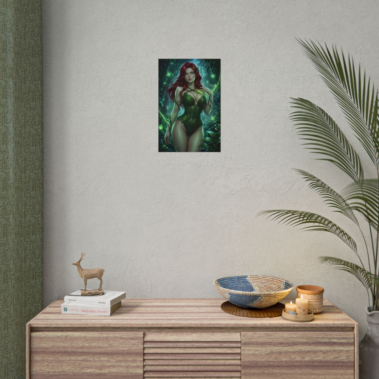 Poison Ivy DC Comics Poster Red Hair Woman Wall Art Botanical Fantasy Print Nature Girl Decor Gaming Room Gift