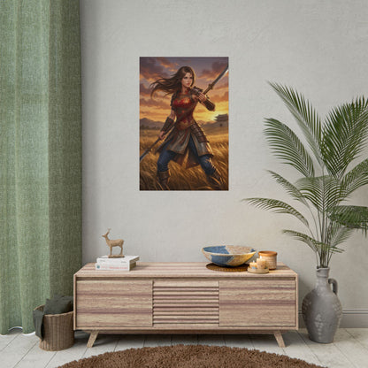 Seong Mi-na Soulcalibur Poster Fighter Woman Wall Art Spear Warrior Girl Print Fighting Game Decor Gaming Room Gift