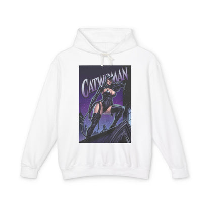 Catwoman Hoodie | DC Anti-Hero Hoodie | Gotham Thief Pullover white pullover featuring bold Catwoman comic art, soft 100% ring-spun U.S. cotton