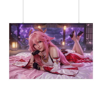 Yae Miko Poster, Genshin Impact Wall Art, Anime Print Decor
