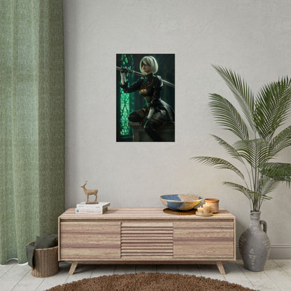 2B NieR Automata Poster – Iconic Android Heroine Wall Art for Gamer Decor
