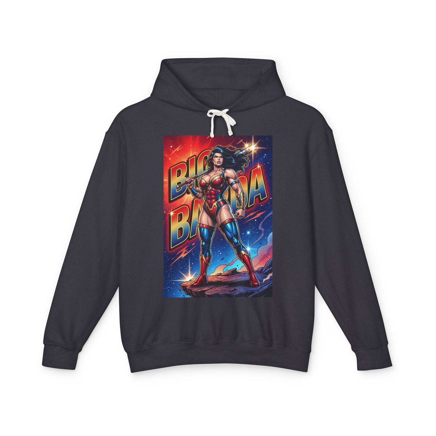 Big Barda Hoodie | DC Warrior Hoodie | New Genesis Champion Pullover - graphic streetwear pullover showing armored New Genesis warrior design
