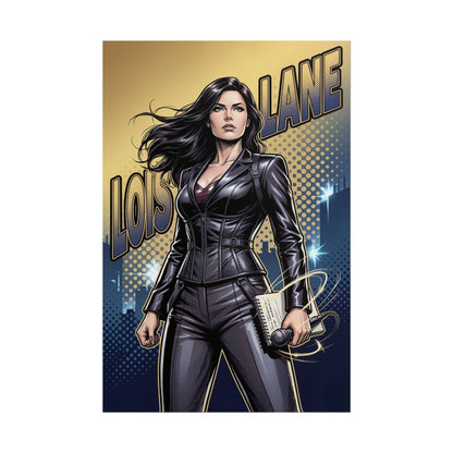 Lois Lane Poster / Lois Lane Wall Art / Lois Lane Art Print / DC Comics Poster featuring Lois Lane with notebook and microphone in city-lit scene
