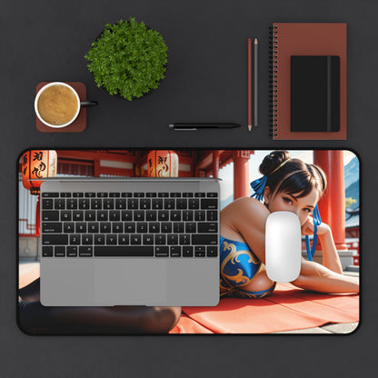 Chun-Li Gaming Mouse Pad, Street Fighter Desk Mat, Anime Fighter Girl Setup