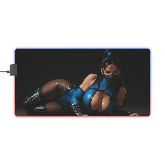 Kitana Schreibtischunterlage – LED RGB-Pad, Waifu Anime-Mädchen Gaming-Setup