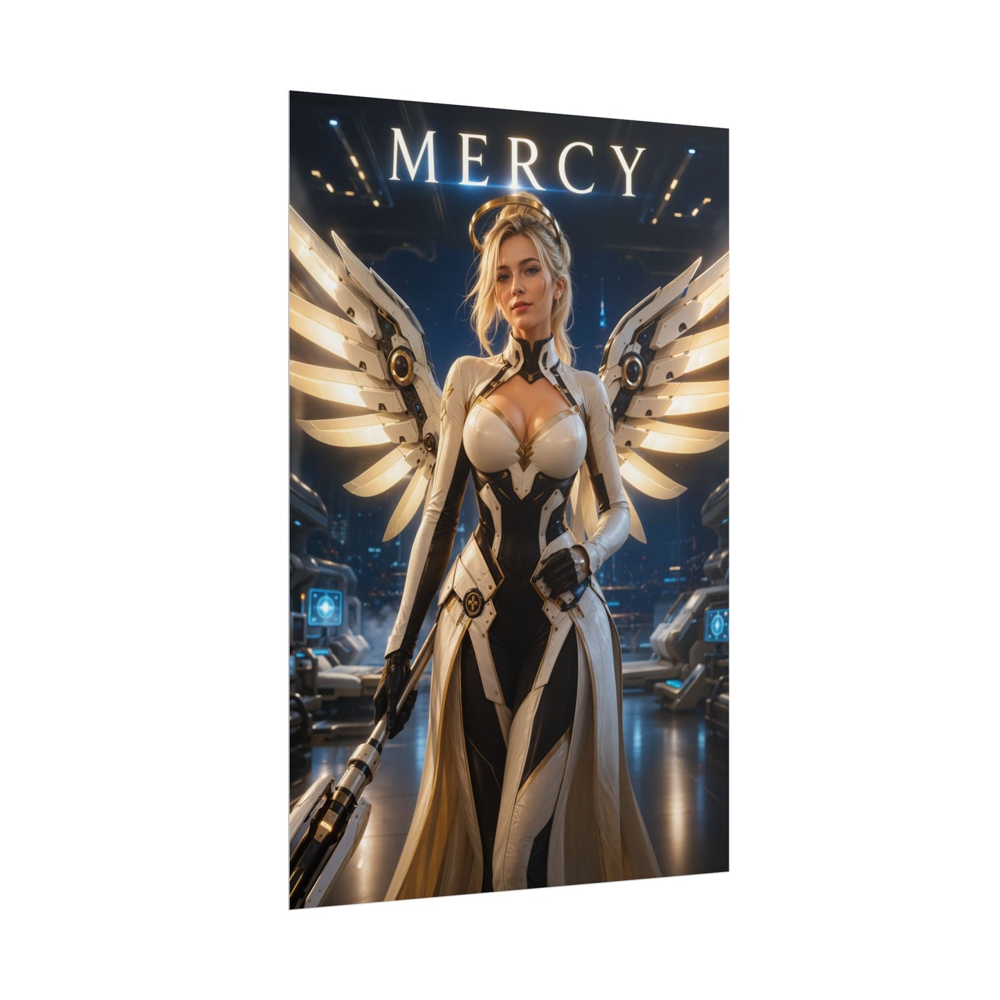 Overwatch Mercy Poster Blizzard Angel Wall Art Print Decor