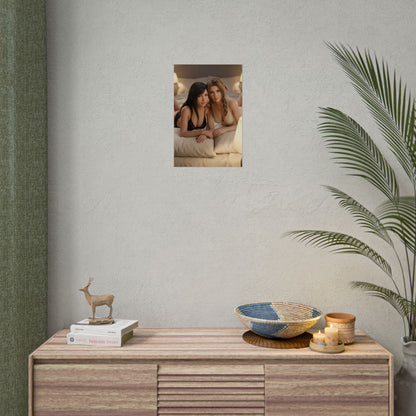 Tifa Aerith Poster, Final Fantasy Art Print – RPG Heroines Wall Art displayed in modern gamer room decor