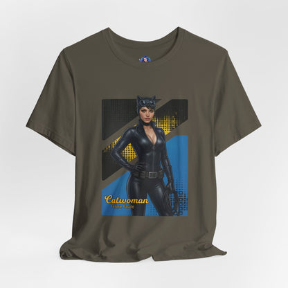 Catwoman T-Shirt | DC Comics Anime Tee for Gamers & Comic Fans — anime-style Catwoman illustration on Bella Canvas 3001 unisex tee