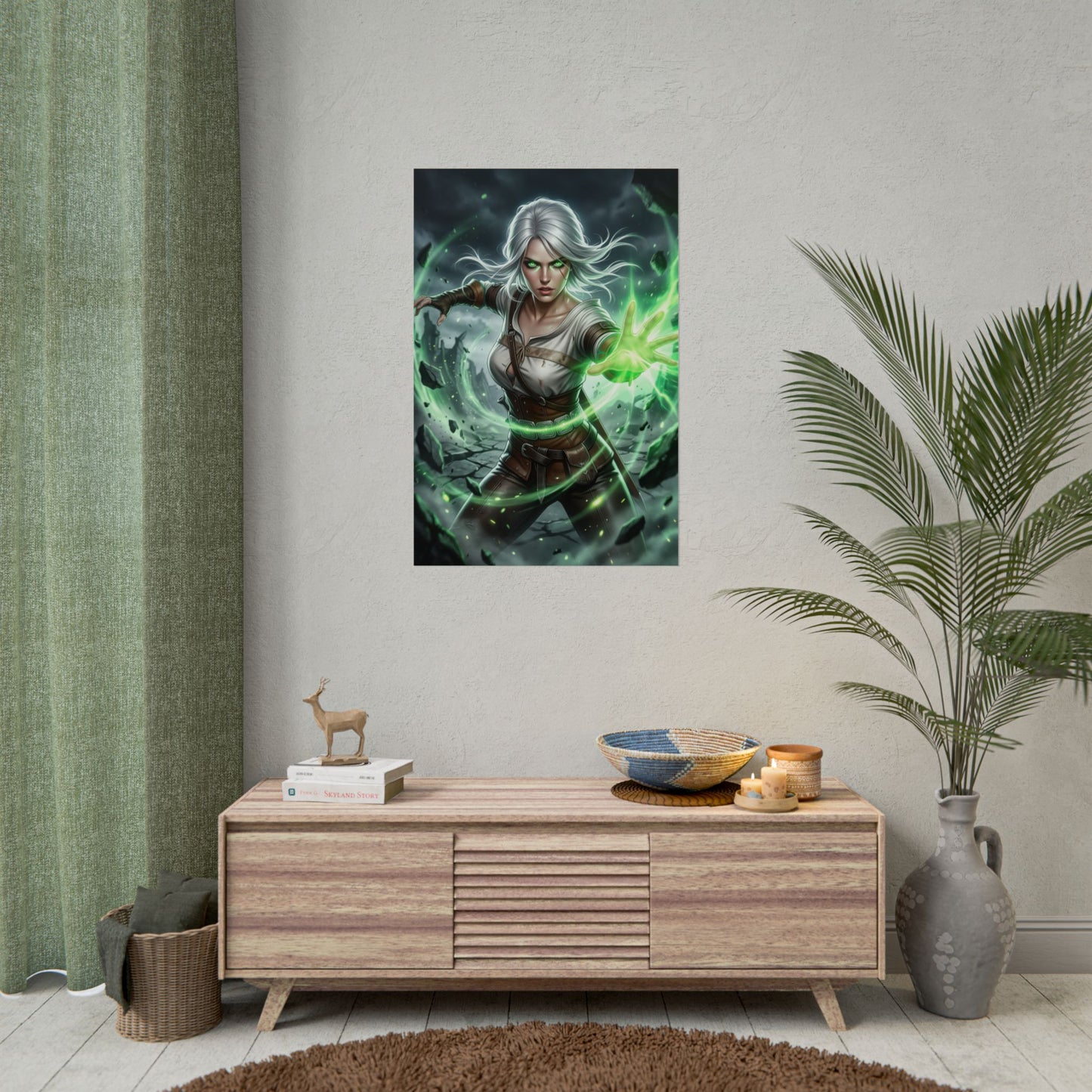 Ciri Witcher Poster Fantasy Woman Wall Art White Hair Girl Print Sword Warrior Character Gaming Room Decor Gift