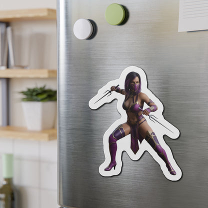 Mileena Magnet – Mortal Kombat Villain Fridge Magnet, Anime Style Decor vinyl die-cut fridge magnet showing Mileena in purple anime-style artwork