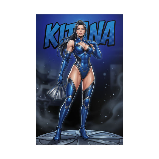 Kitana Mortal Kombat Poster, Mortal Kombat Wall Art, Blue Ninja Girl Print, Fighting Game Wall Art, Gamer Gift