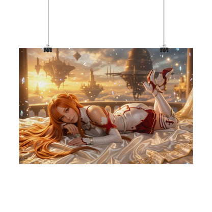 Asuna Yuuki Poster, Anime Wall Art, Fantasy Anime Print, Gamer Decor