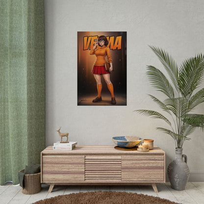 Velma Art Print, Scooby Doo Poster, Cartoon Girl Wall Art, Retro Animation Decor, Gift for Cartoon Fan