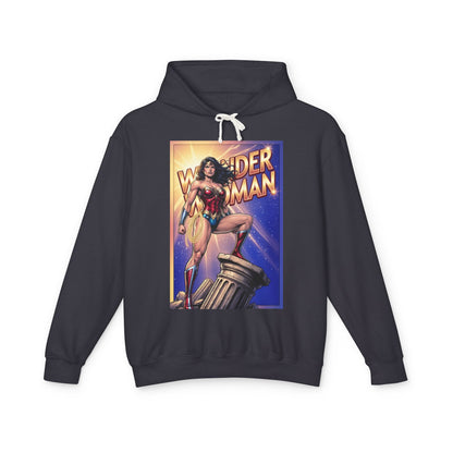 Wonder Woman Hoodie | DC Superhero Hoodie | Amazon Warrior Pullover - black cotton pullover featuring classic Wonder Woman poster graphic