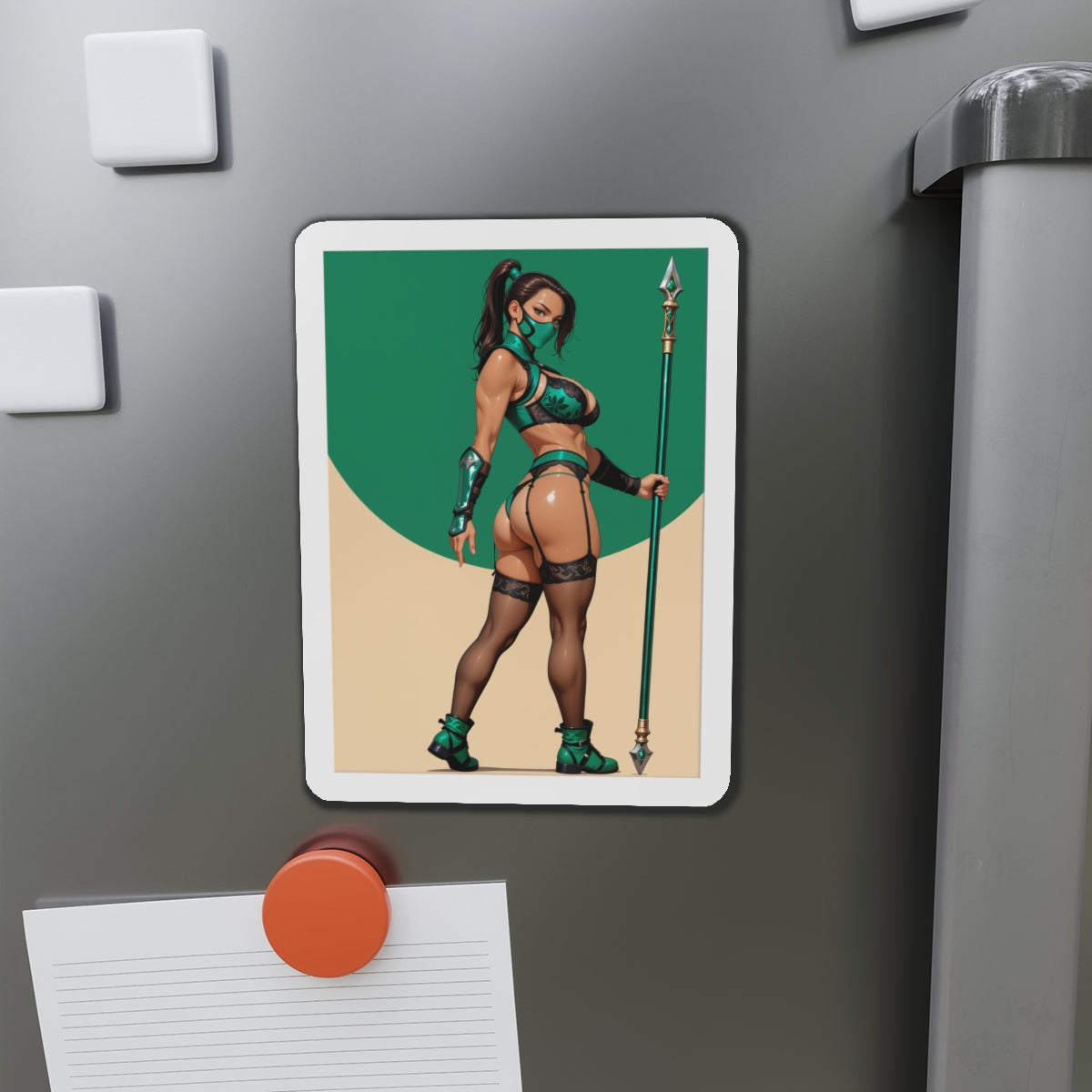 Нефритовий магніт – магніт на холодильник із зображенням дівчини з аніме Mortal Kombat, декор із зображенням бійця ніндзя