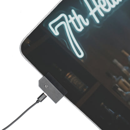 Tifa Lockhart & Aerith Gainsborough Desk Mat – LED RGB Pad showing corner USB LED controller and neon-style artwork on smooth gaming mat